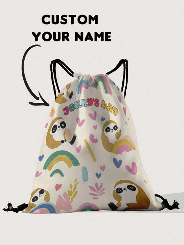 1pc Customized Name Pattern Drawstring Backpack, Can Be Customized According To Your Unique Design, Suitable For Children And Teenagers, Print Your Own Name Or Gift To Siblings And Classmates