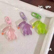 1pc/2pcs/4pcs/6pcs Mixed Luminous Roasted Duck Keychain, Luminous Transparent Color-Changing Roasted Duck Keychain, Hot Backpackendant, Fun Best Friend Gift