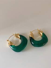 Women's Resin U-Shaped Retro Coffee Earrings, European And American Exaggerated Personalized Design, Niche High-End, Daily Commute Matching, Breaking Monotony, Adding Retro Chic, Party Wear As Visual Focus, Suitable For Autumn/Winter Outfits, Easily Upgrading Overall Styling