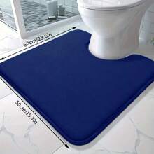 1pc Premium Plush Bathroom Mat (U-Shaped), Solid Color, Soft, Absorbent, Machine Washable, Non-Slip, Fade Resistant, Suitable For Bathroom, Kitchen, Laundry Room, Bedroom, Shower Room Decor Bathroom Accessories Back To School