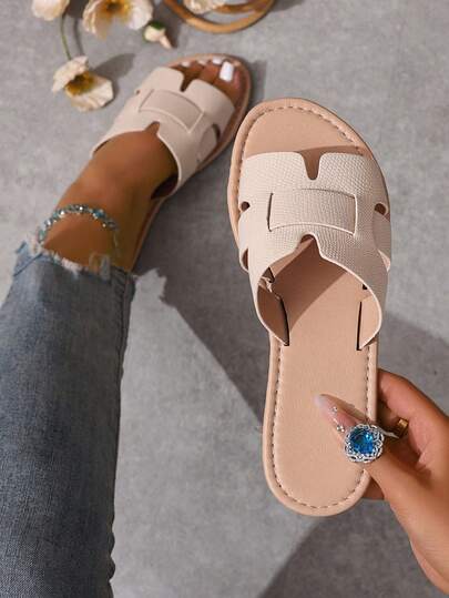 女士拖鞋凉鞋，休闲平底拖鞋，编织罗马风格，露趾，适合夏季、春季和秋季，搭配连衣裙、裙子、海滩和休闲场合