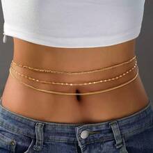 1pc Women's Multi-Layer Waist Chain 3-In-1 Set, Sexy Chain Suitable For Any Occasion - Gold - View 2