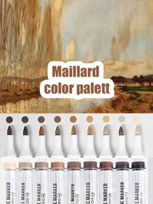 A Group Of 9 Pieces To Form A Color Series. These Are Soft-Tip Acrylic Markers, Which Are Also Art Pens For Drawing. Can Be Used For Color Layer, Does Not Penetrate Paper, Suitable For Graffiti On A Variety Of Surfaces. Colorful , Back To School Gifts