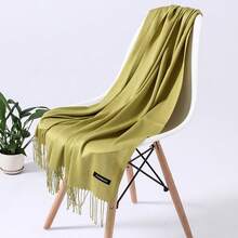 1pc Women 27.6"X74.8" Tassel Imitation Cashmere Long Thin Scarf, Minimalist Elegant Air Conditioning Shawl, Soft Breathable Warm Scarf, Suitable For Daily Outings, Dates, Sunshade, Warmth, All Seasons - Multicolor - View 15