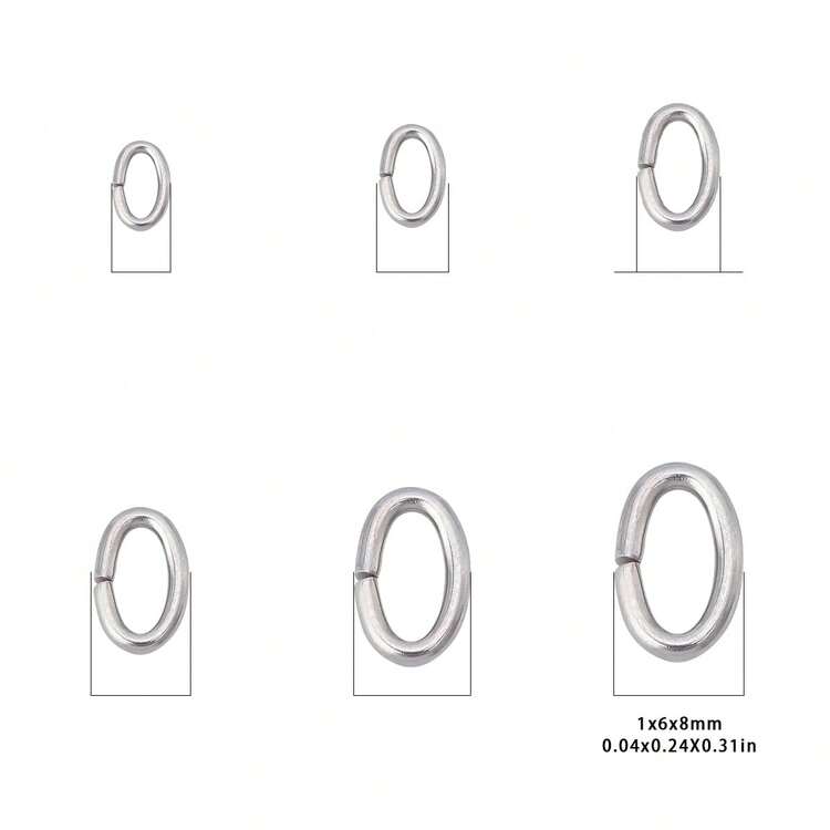 200pcs Oval Stainless Steel Rings, Suitable For DIY Jewelry Making, Necklaces, Bracelets, Keychains - Type - View 9