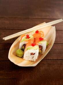 50 pièces Barques alimentaires en bambou - Mini plateaux à sushi, assiettes d'amuse-gueule, contenants en forme de feuille pour barbecues, camping et repas, accessoires de cuisine légers, accessoires de repas | Design de feuille naturelle | Contenants
