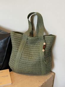New Fashion Versatile Tote Bag, Beach Holiday Bag, Lightweight Elegant Design Straw Woven Boho Style Shoulder Bag, Large Capacity Commuting Daily Shopping Vacation Handbag For Women, College Students, Teens, With Tassel Pendant
