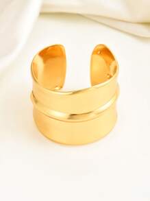 1 pieza Brazalete exagerado de mujer de alta gama vintage brillante en color dorado, apto para uso diario