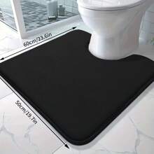1pc Premium Plush Bathroom Mat (U-Shaped), Solid Color, Soft, Absorbent, Machine Washable, Non-Slip, Fade Resistant, Suitable For Bathroom, Kitchen, Laundry Room, Bedroom, Shower Room Decor Bathroom Accessories Back To School