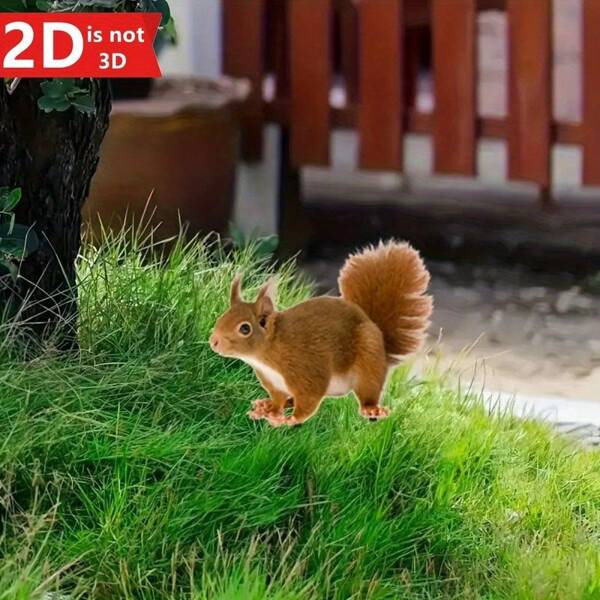 1 Stück 2D flacher süßer Eichhörnchen Garten Bodenstecker, Outdoor Rasen und Hof Dekoration, Blumentopf und Garten Deko, ideal um die Landschaft zu verschönern und die Fassadenästhetik des Hauses zu verbessern, geeignet für alle Jahreszeiten