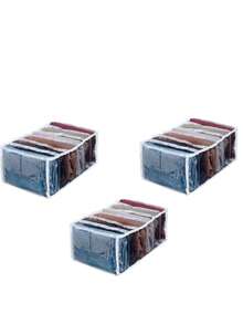 KIT 3 ORGANIZADORES DE ARMÁRIO, CLOSET, XG PARA MOLETONS, CALÇAS JEANS, BERMUDAS, CHINELOS, ETC - Transparente - Visão 1