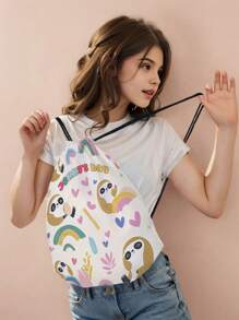 1pc Customized Name Pattern Drawstring Backpack, Can Be Customized According To Your Unique Design, Suitable For Children And Teenagers, Print Your Own Name Or Gift To Siblings And Classmates