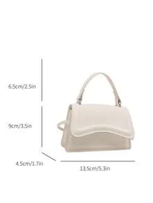Spring/Summer New Women's Handbag, Retro Fashion Mini Tote Bag, Square Shape, Flap Opening, Adjustable Long Shoulder Strap, Small Capacity Lightweight Minimalist Crossbody Bag, White Bag - White - View 7