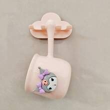 Sanrio Sanrio 2 Pieces/3 Piecescartoon Mouthwash Cup Set, Used For Household Bathroom Storage, Wall Mounted Toothbrush Holder, Used For Household Toothbrush Cup Cleaning, PP Cup Toothbrush Holder, Non Punched Cup Toothbrush Wall Mounted