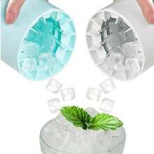 1 pieza Molde de cubitos de hielo de silicona rosa con tapa, Molde de cubitos de hielo mini, Molde de cubitos de hielo cilíndrico azul, Vaso de cubitos de hielo mini fácil de liberar y apilable