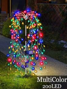 2/4/6/8pcs Solar Multi-Color Firecracker Lights, 200 LED Firework Fairy Lights, 8 Strong Light Modes, Powered By Solar Energy,IPX4 Waterproof, Very Suitable For Courtyard, Garden, Path, Party Decoration, Christmas, Halloween Decoration