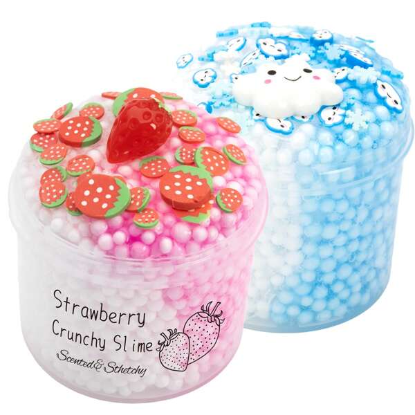 1/2 Confezioni Kit Slime Croccante Nuvola di Fragola, Slime con Palline di Schiuma e Confettini Alla Frutta, Regali di Compleanno e Gadget per Feste, Giocattolo Sensoriale per Alleviare lo Stress