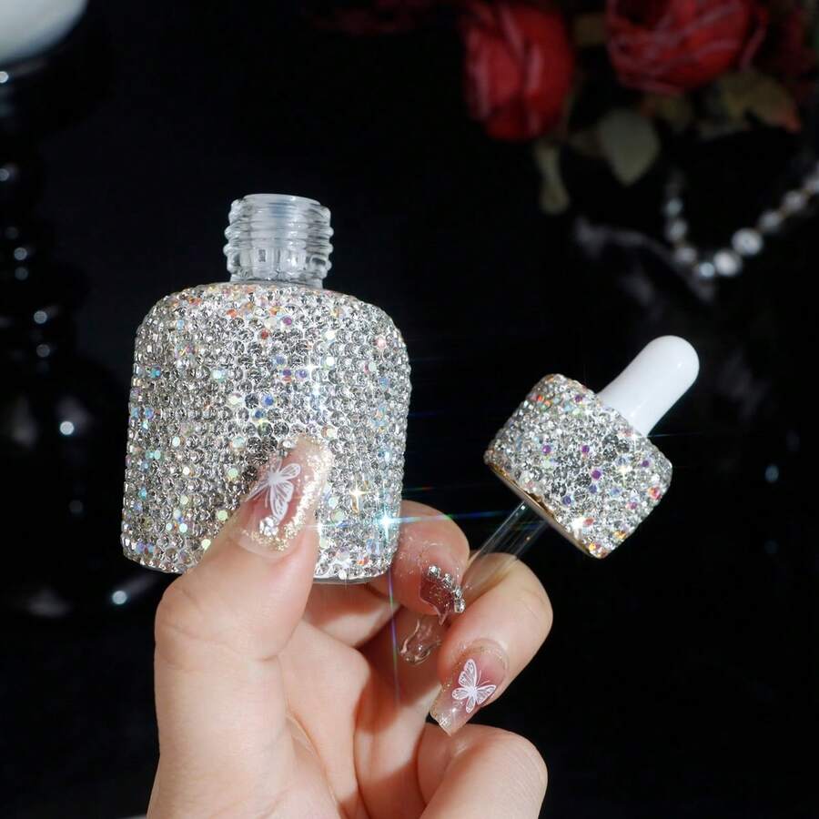 1 pieza Dispensador de botella de vidrio premium con gotero, botellas dispensadoras, botellas de perfume, botellas de aceites esenciales, recipiente recargable vacío para aceites esenciales, perfumes, cosméticos y líquidos, diseño sencillo, ligero y fácil de transportar, ideal como contenedor de muestras diarias y para llevar de viaje, regalo perfecto para novias durante la temporada navideña