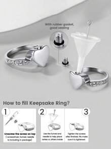 Personalized Custom Engraved Tiny Angel Wings & Heart Memorial Ring – Holds Human/Pet Ashes | Personalized Stainless Steel Cremation Keepsake For Dogs/Cats | Eternal Love Memorial Jewelry