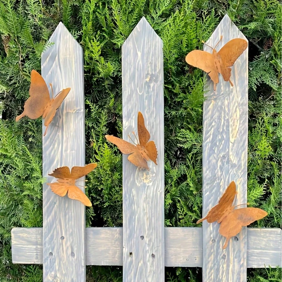 1 Stück rustikale Metall Schmetterling Statue, lebendiger und energiegeladener Schmetterling, Heimdekoration, Außengarten Dekoration, Outdoor Wandkunst, Muttertag, Abschlussgeschenk