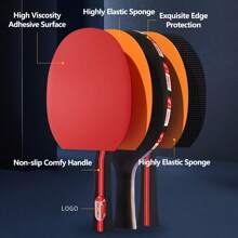 1 Set Ping Pong Paddle Set For Beginners And Advanced Players -2 Premium Quality Rackets And 3 Balls - Ideal For Professional Tournament Play (Blue Spong And Orange Sponge Is Shipped Randomly)