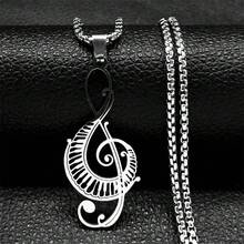 2025 Musical Note Hollow Pendant Necklace Women Piano Keys Stainless Steel Goth Necklace Music Symbol Gift Jewelry Gift - Necklace - View 12