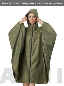 1 pieza Capa de lluvia con capucha para hombre/mujer para actividades al aire libre como senderismo y ciclismo, de material de poliéster