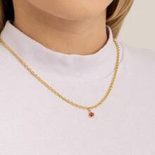 Colar Feminino Elos Dourados com Pingente Estrela Rubi Folheado a Ouro 18K - FS Semijóias
