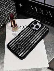 Sparkling Sequins Black Bling Rhinestone 1pc Multi-Color Full Rhinestone & Mirror Design 2-In-1 Black Phone Case Compatible With Iphone 16 Waterproof Shockproof Anti-Fall Scratch Resistant Fashion Phone Cases Birthday Gift Party Mom - Multicolor - View 3