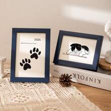 Pet Footprints Handprints Dog Paw Creative Birthday Gift Wooden Photo Frame Albums Personalized Modern 5/6/7/8 Inch Picture Frame Stand For Wall Hanging Decorative Commemorative Keepsake Gift