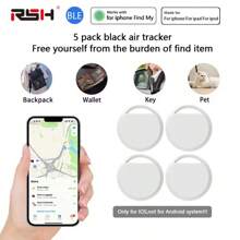 RSH 4er Pack schwarzer Smart Tag, GPS-Positionsbestimmer, Datenschutz, funktioniert mit Apple Find My (nur für iOS), austauschbare Batterie, für Taschen, Schlüssel, Fahrräder, Geldbörsen-Ortung