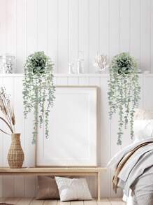 1/2pcs Artificial Plants, Hanging Potted Plants, Wall Hanging Shelf Decor, Suitable For Indoor, Outdoor, Living Room Shelf Decor, Home Decor, Room Decor, Garden Decoration, Wall Decoration