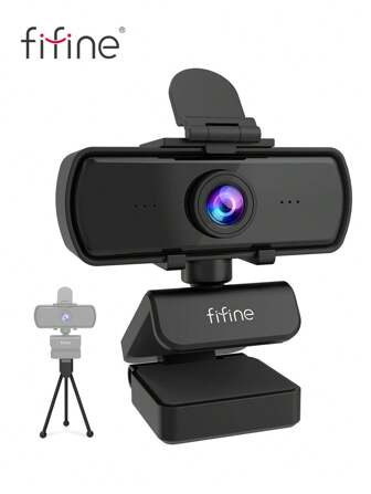 FIFINE 1440P Full HD PC Webcam With Auto-Focus And Built-In Noise-Canceling Microphones, Tripod Stand, Privacy Cover For Security, 108 Degree Wide Angle, USB Connection, Rotatable Camera Suitable For PC, Laptop, Conference Meetings, Live Streaming Webcam For Video Calling-FIFINE K420