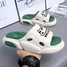 Men's Two-Tone Sandals, EVA High Elastic Quality Unisex Flip Flops - White - View 3