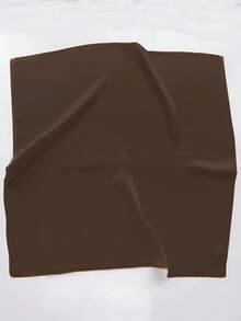 1pc Women's Solid Color Faux Silk Square Scarf Headscarf, Casual For Street, Holiday, Daily Outfit, Great Gift - Coffee - View 3