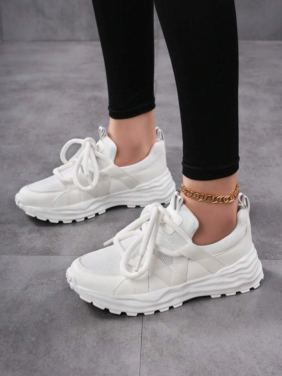 Women's Casual Sneakers - Comfortable, Breathable, Stylish With Chunky Laces