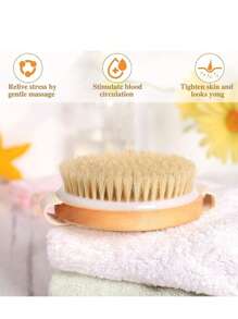 Dry Brushing Body Brush For Lymphatic Drainage Cellulite, Bath Body Wash Brush For Cleansing And Exfoliating Showering Natural Wood, Size 10.5x10.5(CM) Round