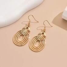 1 Pair Fashionable Personalized Exaggerated Vintage Bohemian Hollow Geometric Multi-Layer Gourd Shaped Earrings