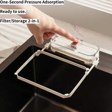 1pc Kitchen Suction Cup Drain Rack, Premium Kitchen Sink Drain Filter - Collapsible Upright Filter Basket, Kitchen Sink Filter Screen, Dishwashing Sink Filter Screen, Drainage Rack, Kitchen Accessories, Kitchen Organiser, Kitchen Storage, With 50 Pcs One-Time Mesh Drain Strainer, Effectively Traps Food Debris And Easy To Clean - Space-Saving, Reusable Design, Suitable For Filtering Kitchen Waste, Leftover Food, Garbage