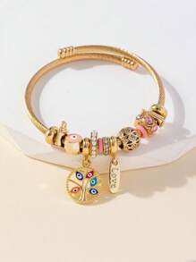 1 buc. Ochi ai diavolului și Arborele vieții și Ruj Breloc Brățară reglabilă din oțel inoxidabil, potrivită pentru femei, petrecere, bijuterii, cadou pentru Îndrăgostiți, mame, mame, ziua mamei, cadou.