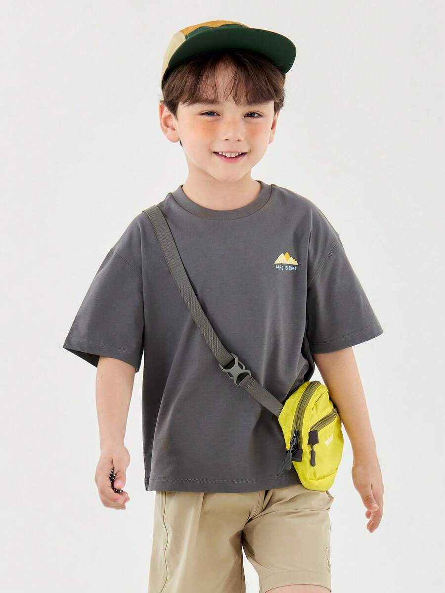 mini bala 男童女童T恤儿童清凉抗菌可爱短袖T恤 - 深灰 - 查看 1