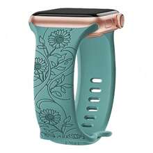 Silikon Armband mit Blumengravur kompatibel mit 44mm 42mm 41mm 40mm 45mm 49mm Series 9 8 7 SE 6 5 4, Ultra weich, langanhaltend, Modezubehör