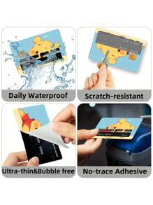 Sanrio 1/2/4pcs Disney Winnie The Pooh Credit/Debit Card Stickers, PVC Protective Films, Bank Card Stickers, Bus Card Anti-Scratch Plastic Stickers, Credit/Debit Card Skins, Social Security Card Holders, ID Card Holders, Cute Cartoon Character Designed Bank Card And ID Card Stickers,School Supplies,Back To School