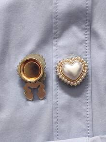 2 件衬衫纽扣套花朵袖扣套花朵袖扣夹纽扣适用于礼服婚礼礼服装饰纽扣服装配饰礼品 - 彩色 - 查看 2