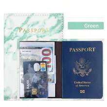 Marble Pattern Leather Passport Cover, PU Leather Passport Holder, Sewn Single Side Passport Case