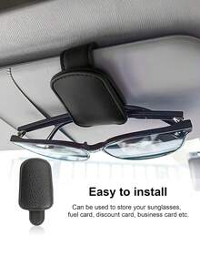 2 piezas/1 pieza Clip universal para gafas de sol de parasol de coche, clip magnético para gafas de cuero de material de PU, clip para tarjetas de tickets de coche, soporte de gafas de moda, accesorios de parasol de coche, accesorios interiores automotrices (Negro/Gris/Rojo/Beige) - Estilo A - Ver 3