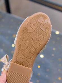 1 Pair Girls Diamond & Sequin Embellished Princess Sandals, Children Soft Bottom Dance Shoes With Ankle Strap Open Toe