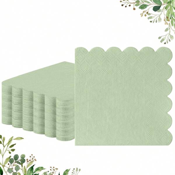 Saliegroene kanten decoratieve servetten, geschikt voor bruiloften, feesten en verjaardagen