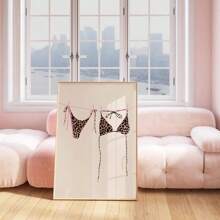 1pc Bikini Hanging Wall Art Picture Girl Laundry Canvas Prints Paintings Leopard Bikini Posters Girly Summer Decor For Bedroom, Living Room, Or Apartment,Dorm,Wall Decor Gift For Her Unframed Or Framed