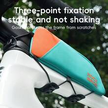 ROCKBROS Bike Top Tube Bag Narrow Side Design Urban Cycling Three Point Fixation Anti - Shake Stylish Color Block Easy Access Zipper Storage - 彩色 - 查看 9